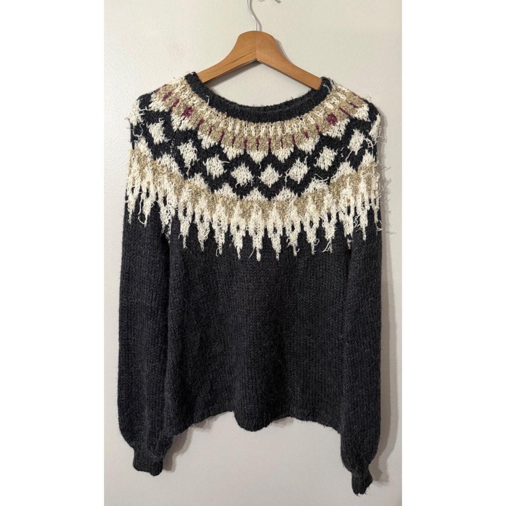 Cynthia Rowley Wool Blend Balloon‎ Sleeve Scoop Neck Sweater Size XS Soft Cozy